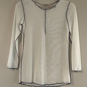 Cynthia Ashby XS sheer Tee in Cream